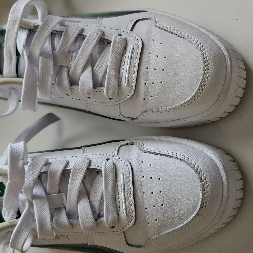 Puma White and Green Carina Sneakers - Picture 3 of 10